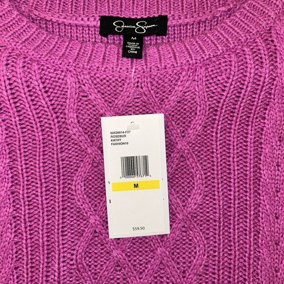 Jessica Simpson Ruffled Pullover Sweater Womens Small Rosebud Cable Knit NEW - Picture 5 of 11